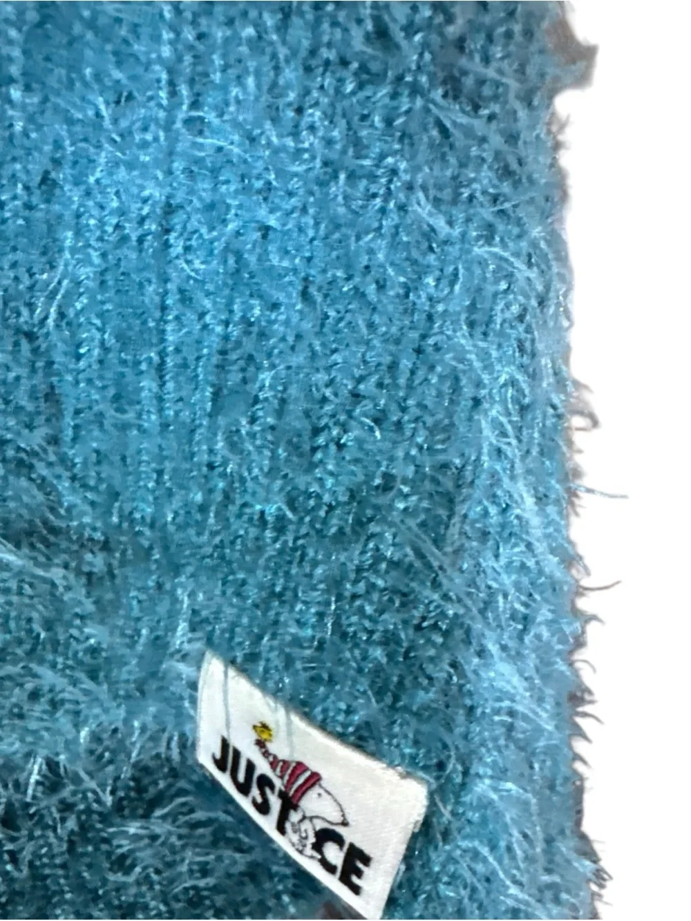 Peanuts Teal Fuzzy Hooded  Sweater with Woodstock 5/6 XS little girls